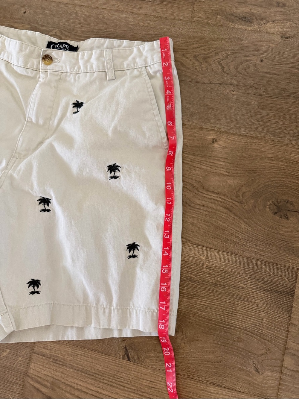 Chaps Khaki Embroidered Palm Tree Shorts Size 34 - Picture 7 of 8
